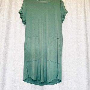 Lou & Grey T-Shirt Dress XS Olive Green Oversized Comfy Pockets Soft Cozy Casual